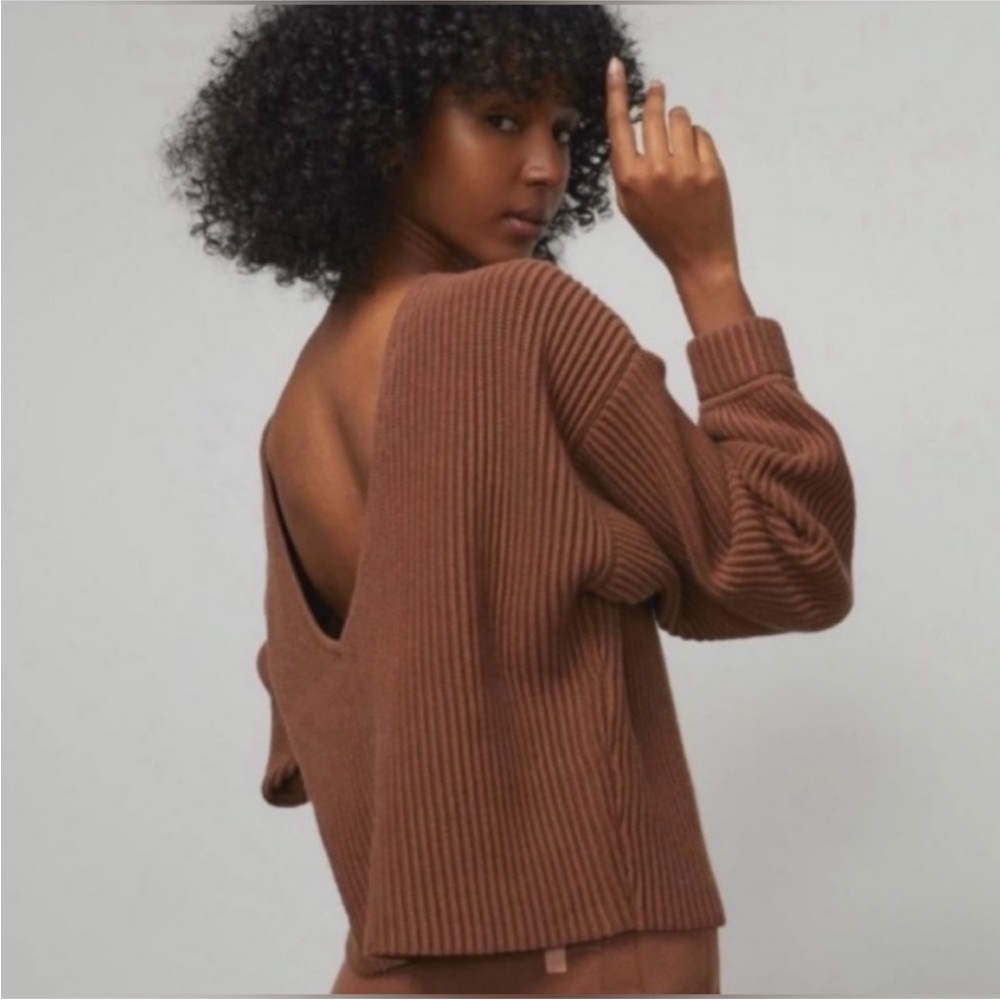 Brown Ribbed Knit Sweater